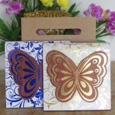 Butterfly Wooden Invitation Card Laser Cut Invitation With Paper Pocket